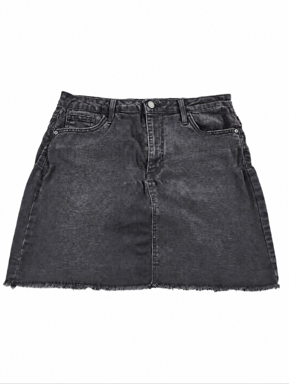 Just Black Denim CD123K Black Raw Frayed Hem Stretch Mini Skirt L